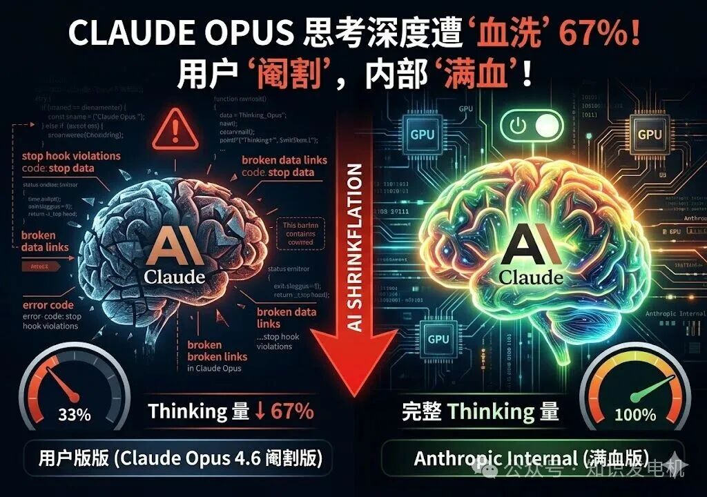 Claude Opus 4.6 阉割版与内部满血版性能对比图