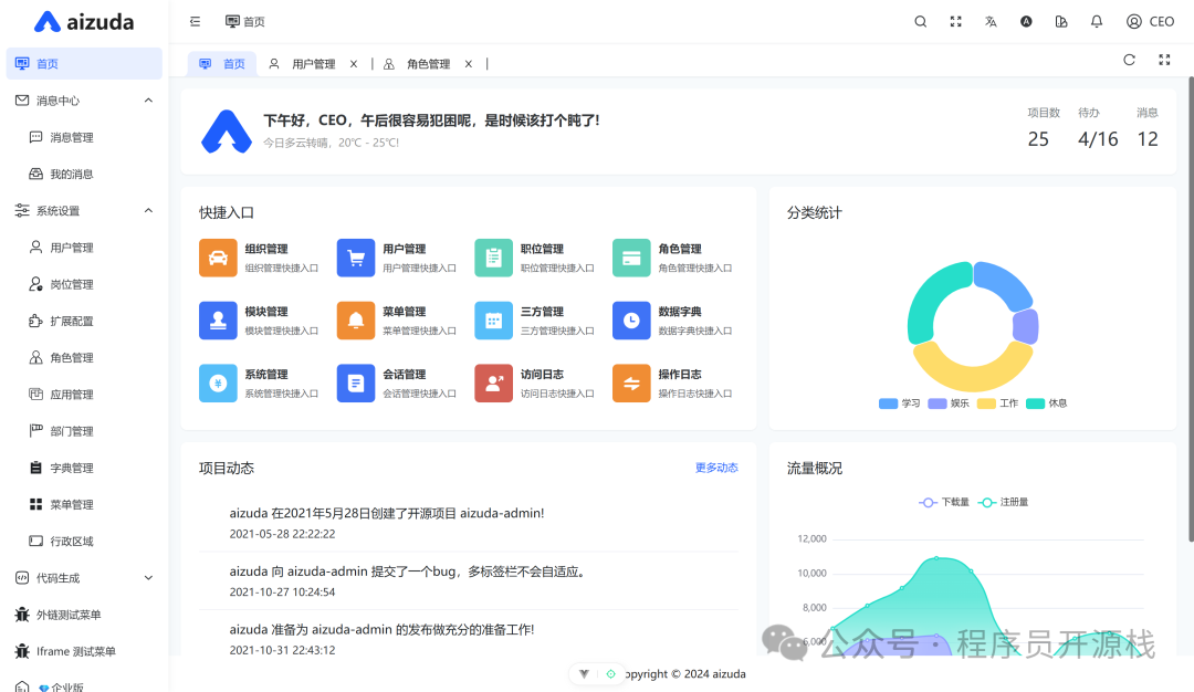 aizuda后台管理系统首页