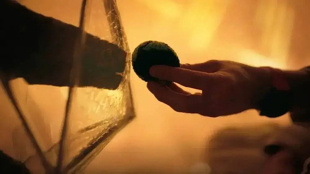 手捏黑色球形物体