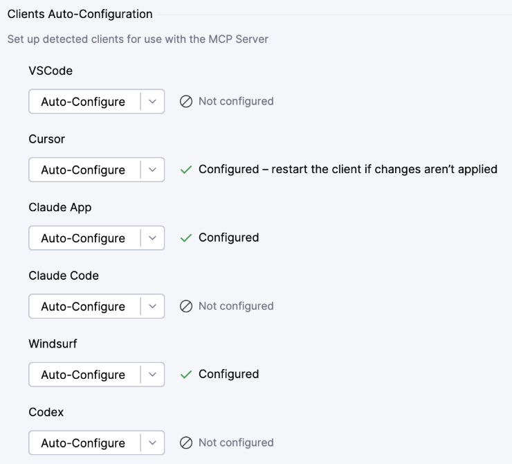 Clients Auto-Configuration 配置界面