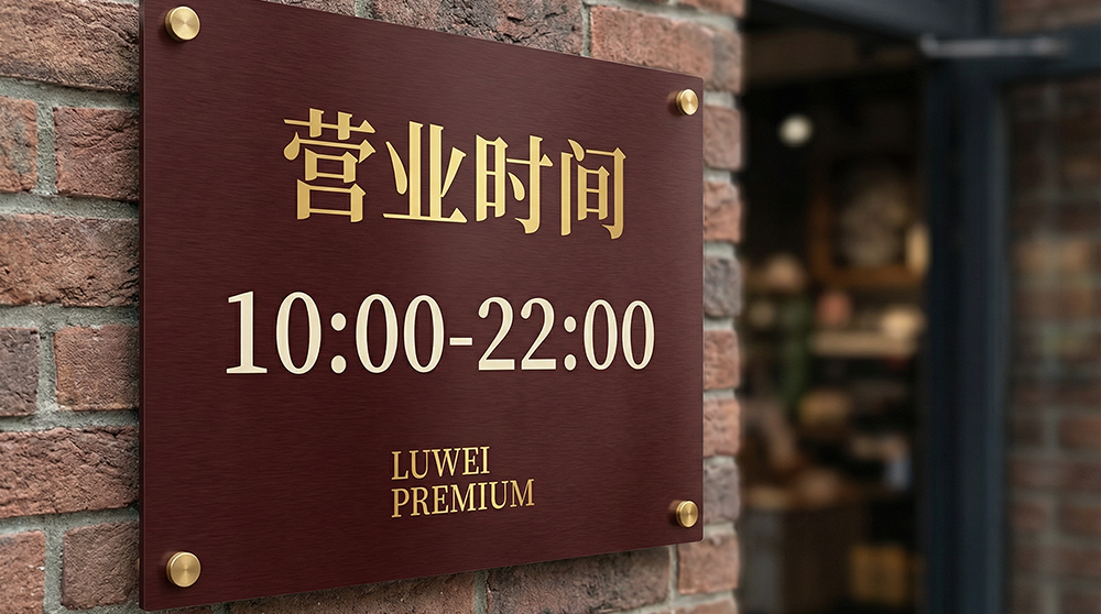 卤味臻品金属营业时间牌