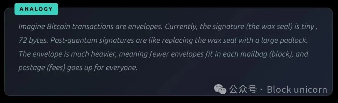 后量子签名体积增大的类比说明