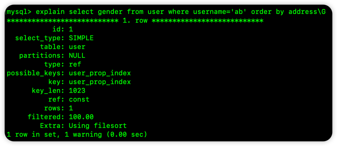 等值查询后按非连续索引列排序的执行计划