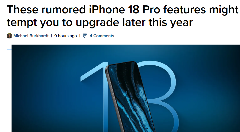 iPhone 18 Pro传闻特性报道封面图