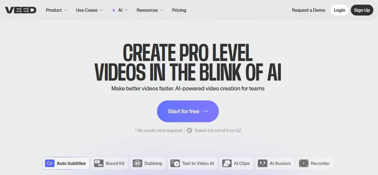 VEED.io官网产品介绍页面