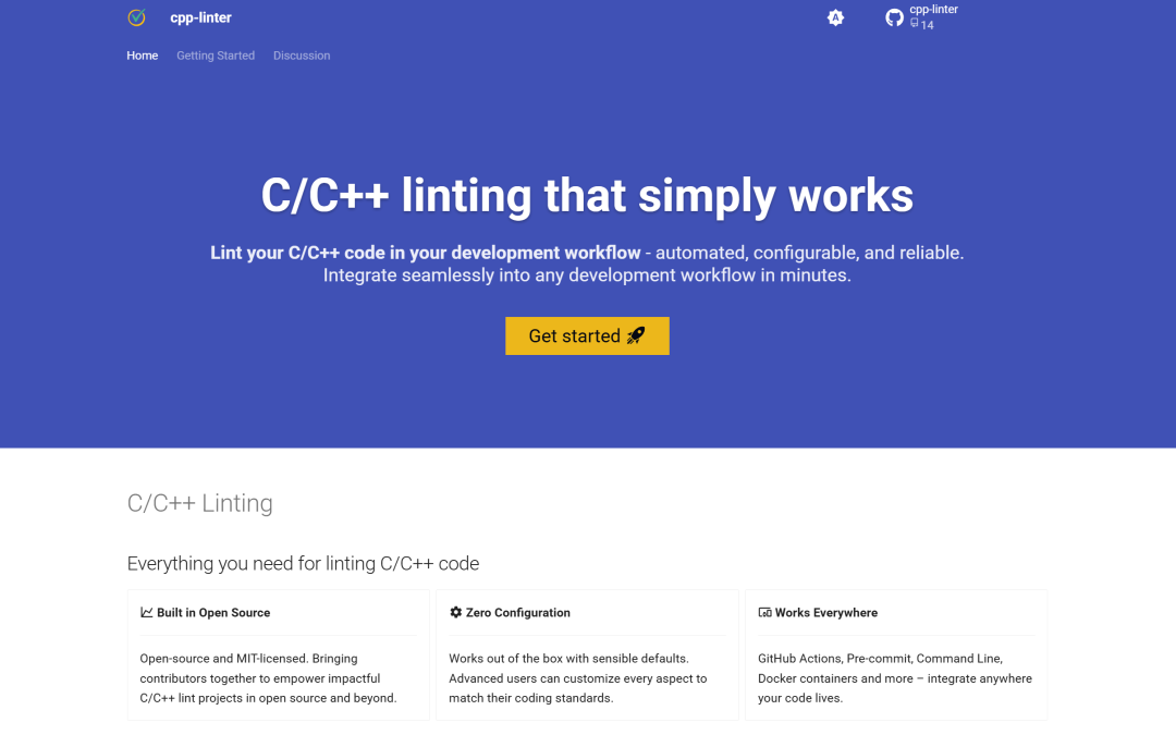 cpp-linter官网首页截图