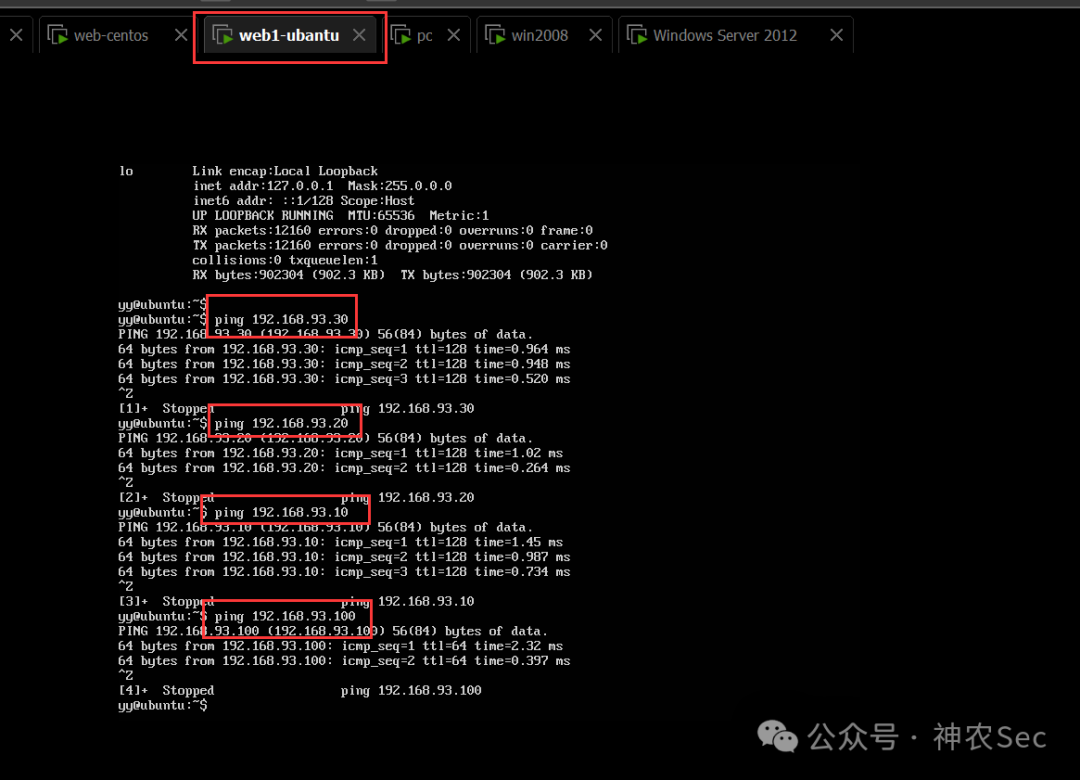web-ubuntu 的 ping 测试