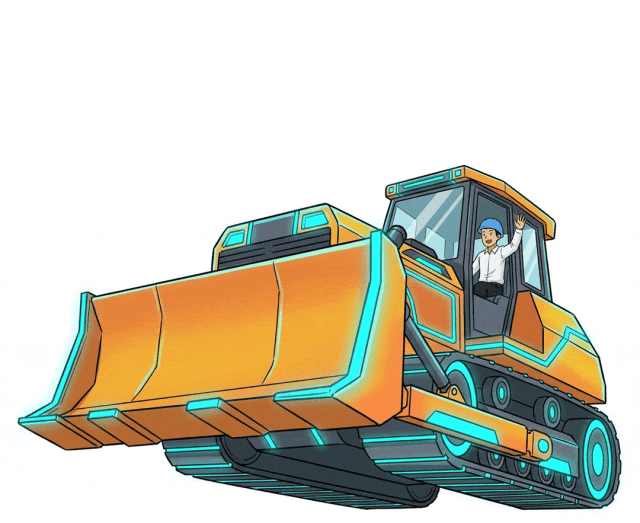 铲除安全威胁的“AI安全网关”推土机动画