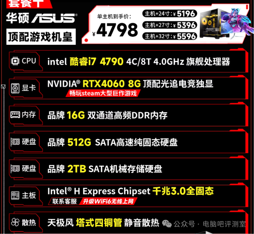 宣传为“顶配游戏机皇”的整机配置图
