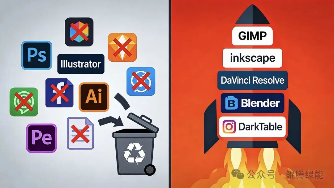 开源设计软件替代方案对比：Adobe全家桶与GIMP/Inkscape/DaVinci Resolve等