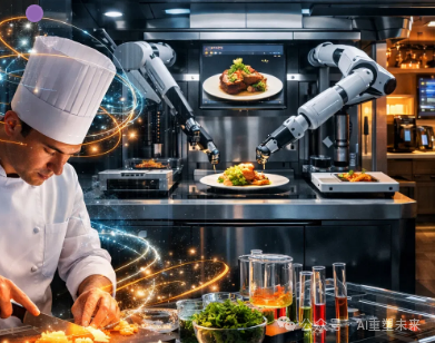 AI厨师在未来厨房中烹饪