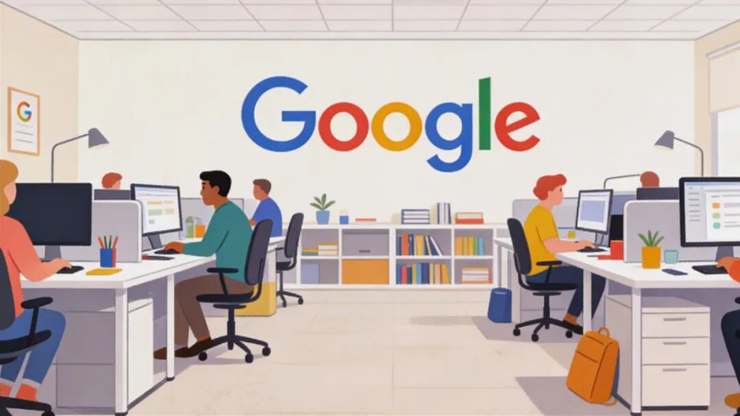 谷歌办公室与标志插画