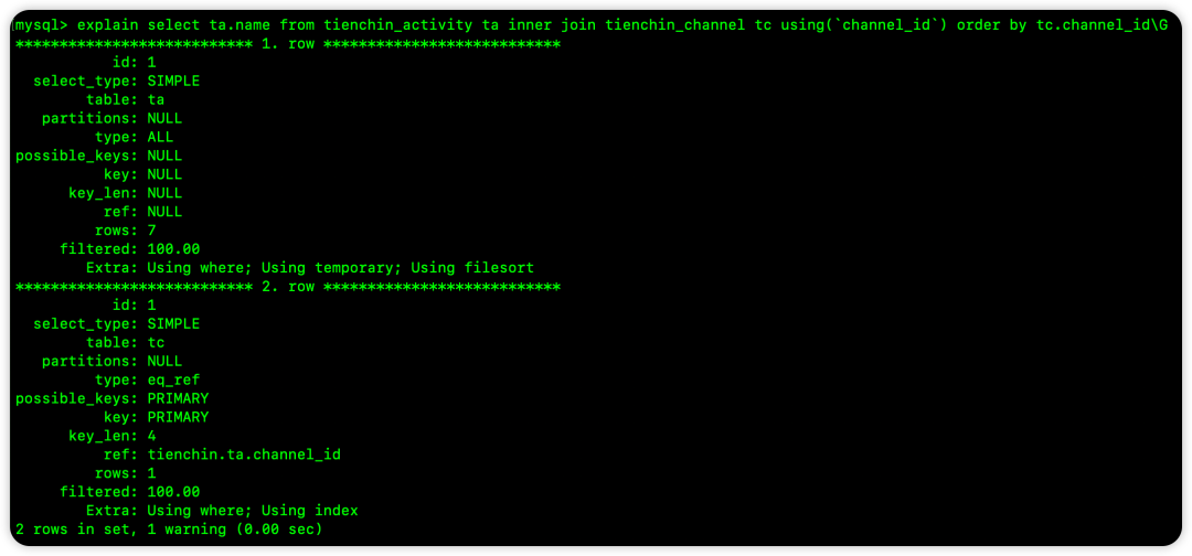 按被驱动表字段排序的执行计划