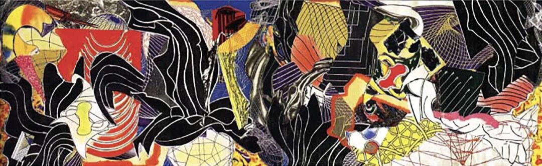 弗兰克·斯特拉的大型版画作品《喷泉》,画面充满漩涡与新月形状