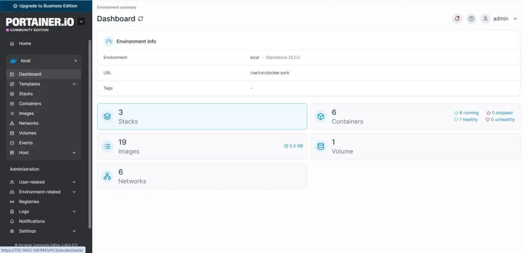 Portainer仪表盘概览