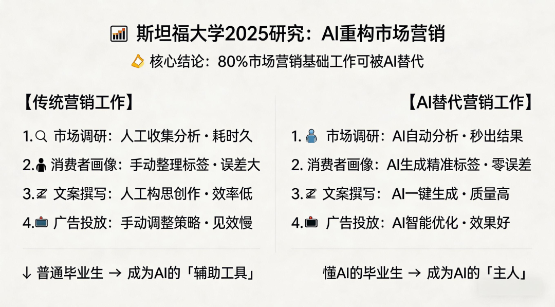 斯坦福大学AI重构市场营销工作对比图
