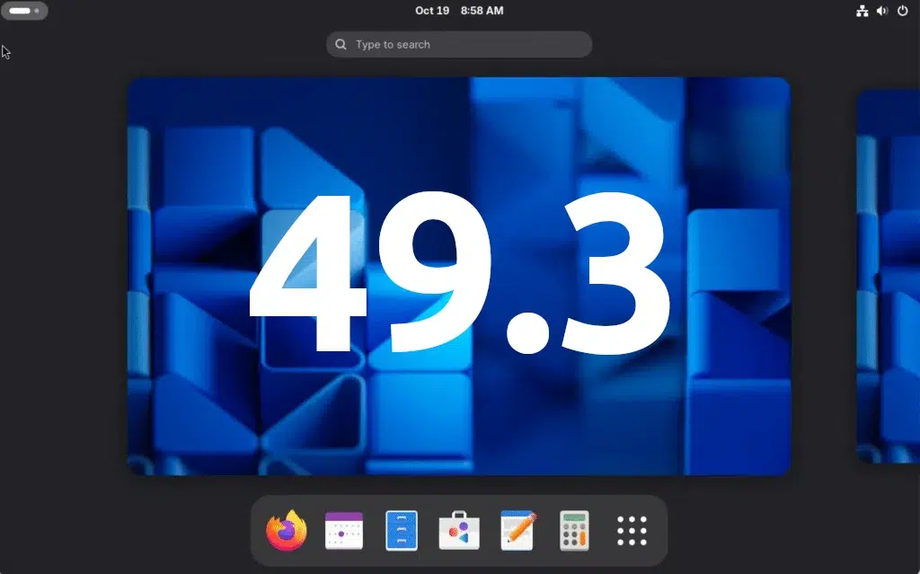 GNOME 49.3 桌面界面示意图