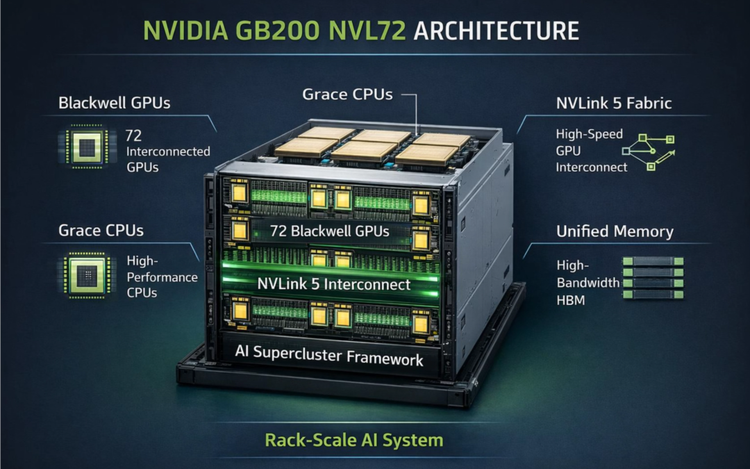 NVIDIA GB200 NVL72机架级架构示意