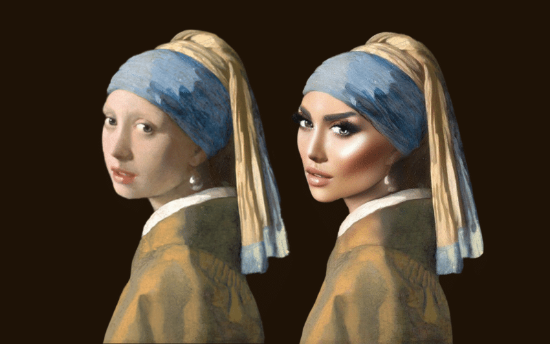 古典油画与yassify风格人像对比图