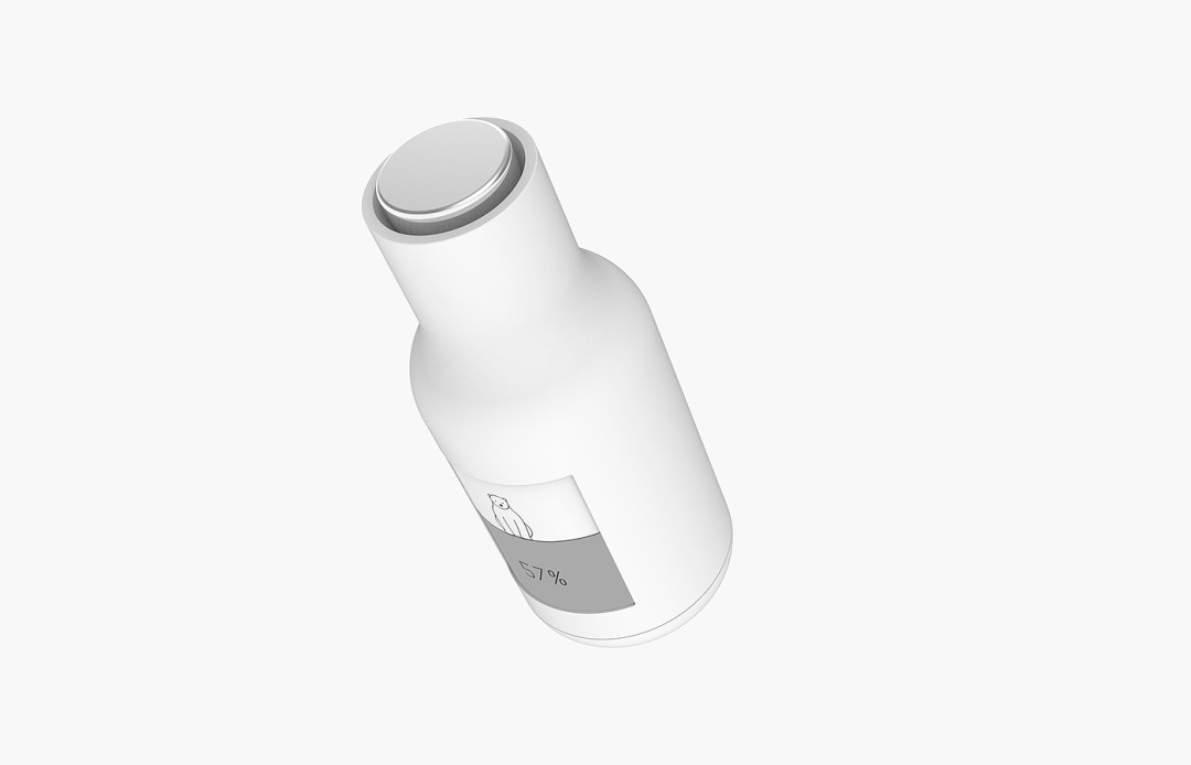 带有银色盖子的白色圆柱形瓶子3D渲染图