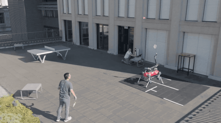 四足机器人打羽毛球动图