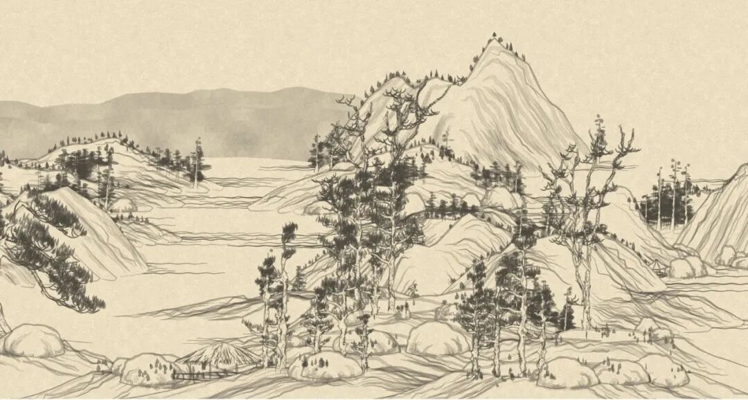 程序化生成的 SVG 中国山水画水墨风格效果图
