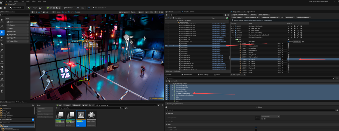 Unity引擎编辑器界面截图，显示3D场景与层级管理