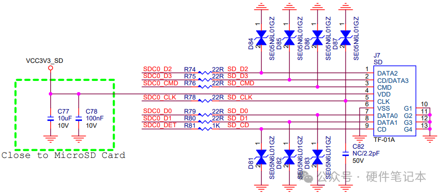 TF卡座接口原理图