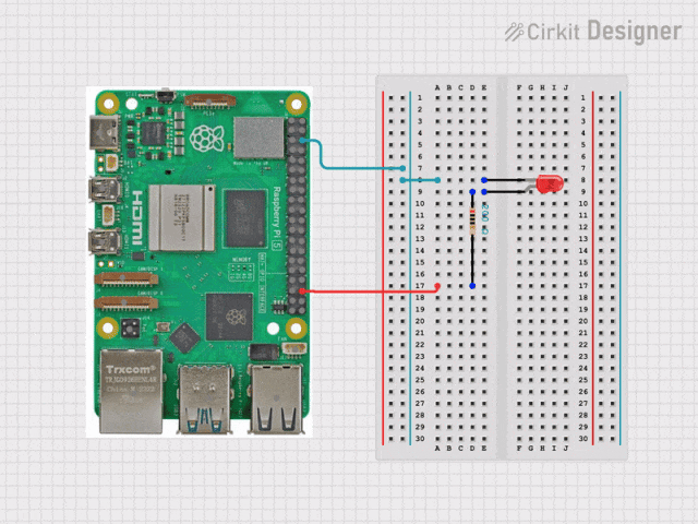 树莓派控制LED的接线示意图