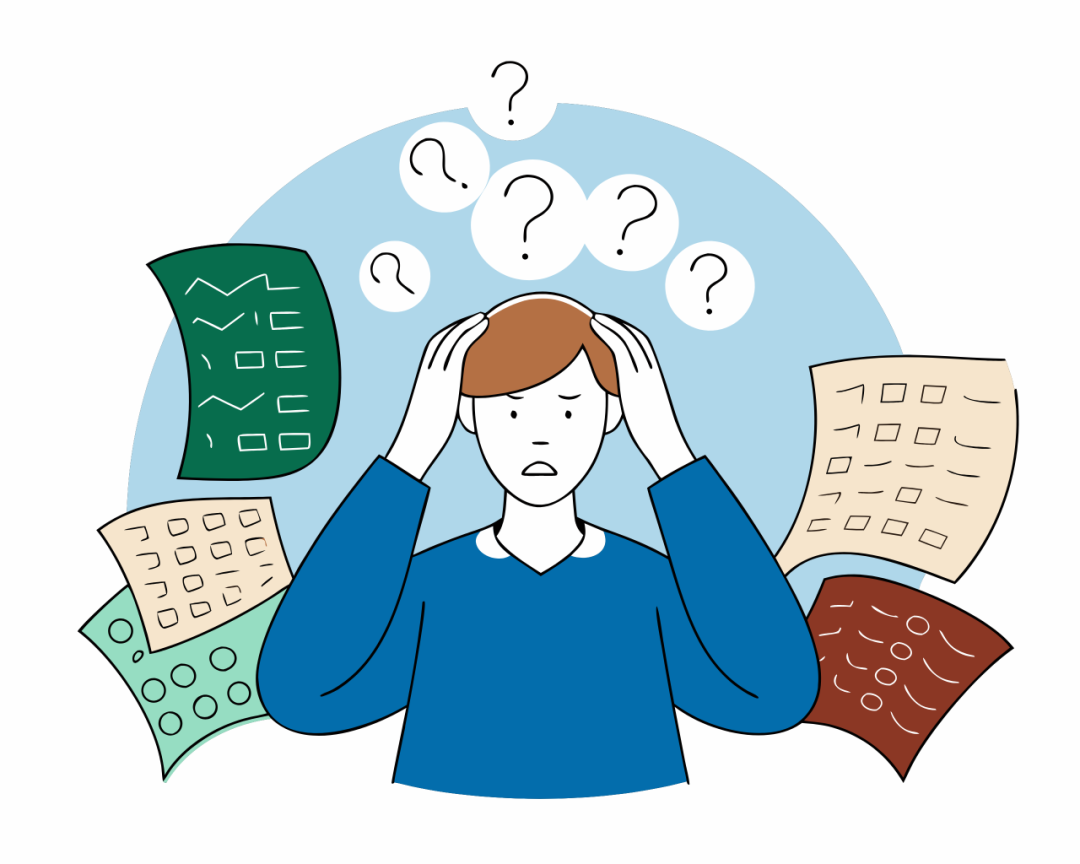 描述面试者因紧张而困惑、思路混乱的表情包