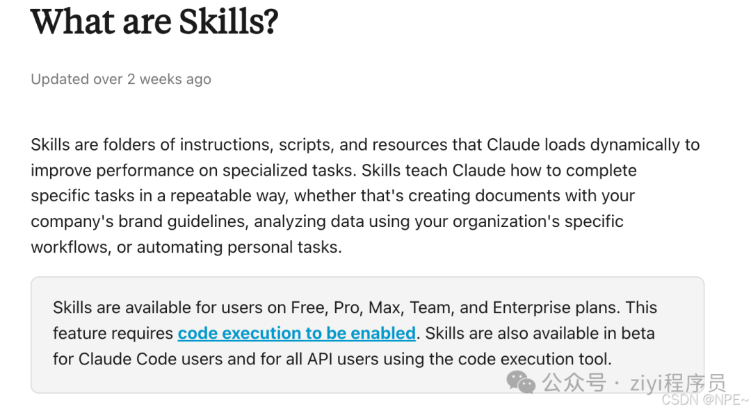 Claude Skills 功能介绍页面截图