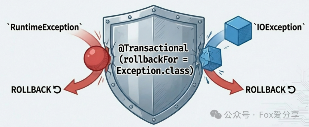 使用rollbackFor=Exception.class防御所有异常