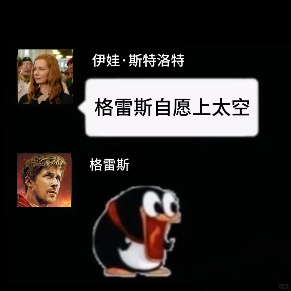 Meme图：伊娃·斯特洛特与格雷斯对话“格雷思自愿上太空”