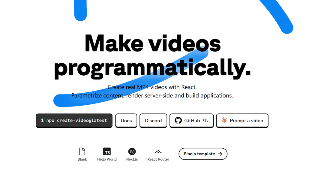 Remotion 官方介绍页面：使用React编程化创建视频