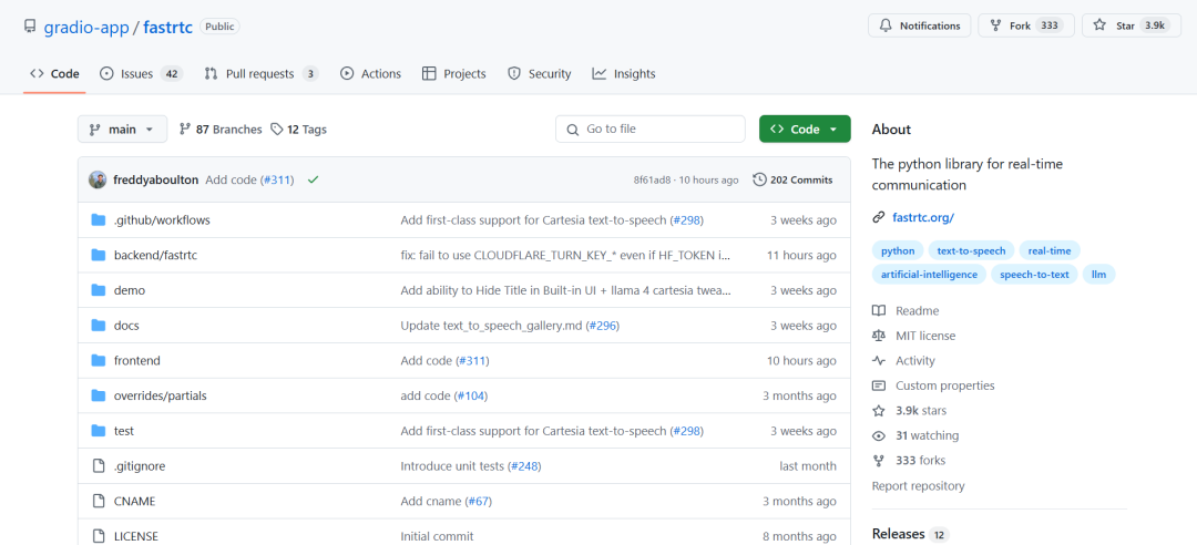 FastRTC GitHub仓库概览