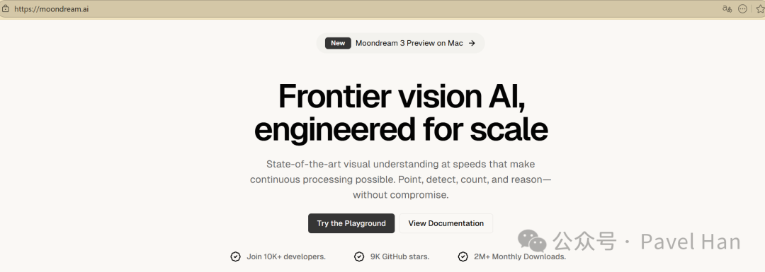 Moondream AI官网首页截图