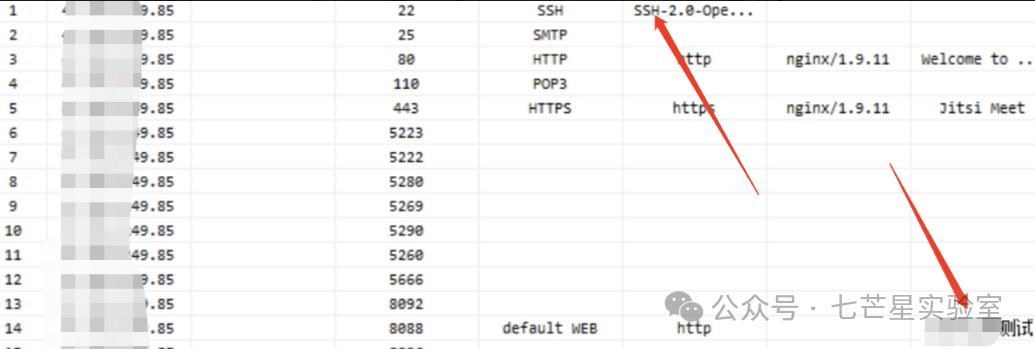 端口扫描结果列出开放服务