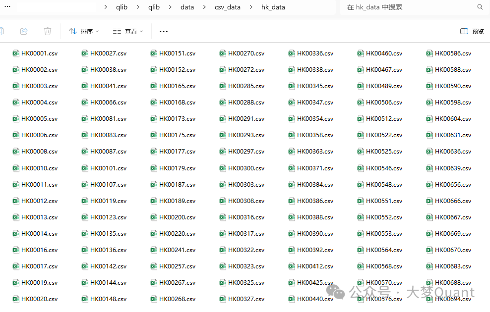 港股数据CSV文件列表