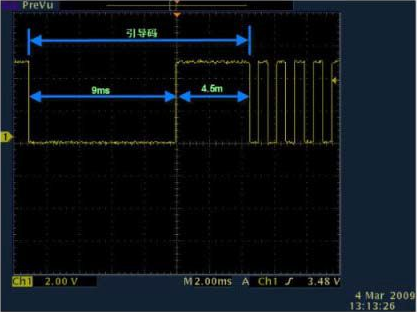 NEC协议引导码示波器波形
