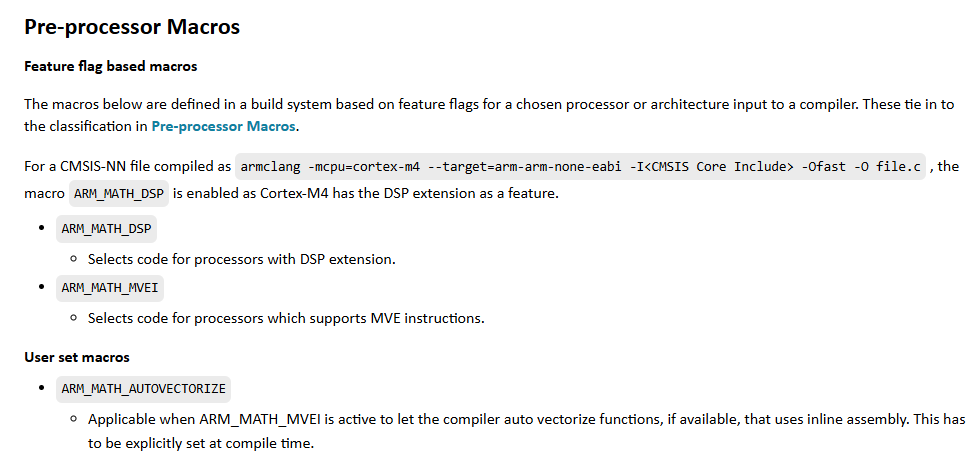 CMSIS-NN预处理器宏说明