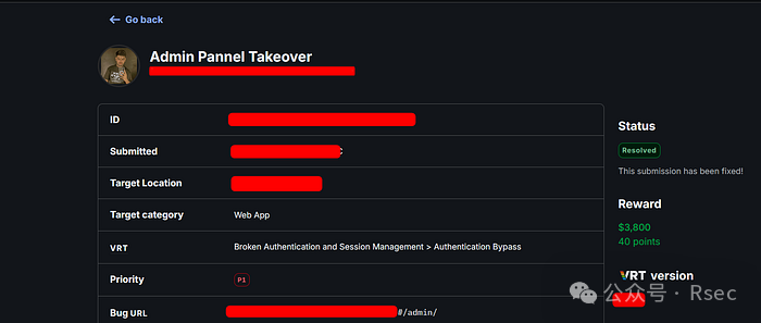 漏洞报告界面截图，显示状态为已解决，并获得奖励