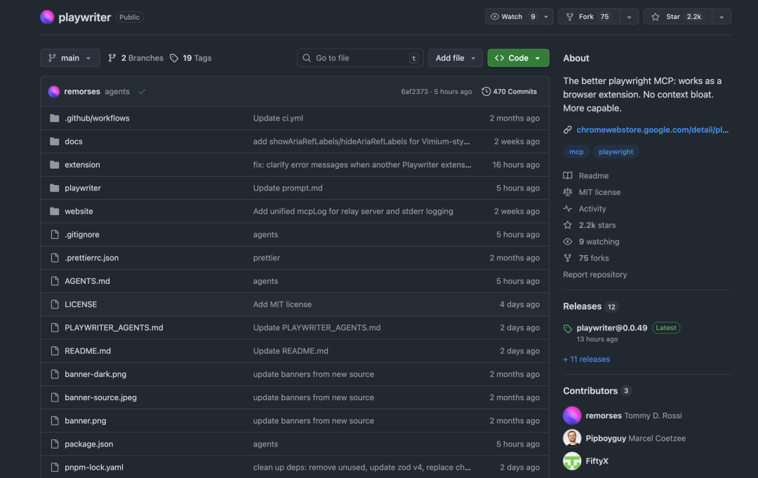 Playwriter项目在GitHub仓库的主页截图
