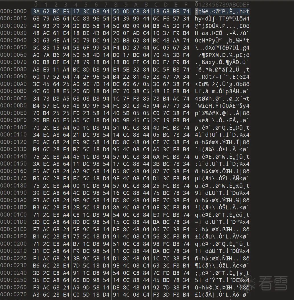 加密后的 global-metadata.dat 十六进制数据