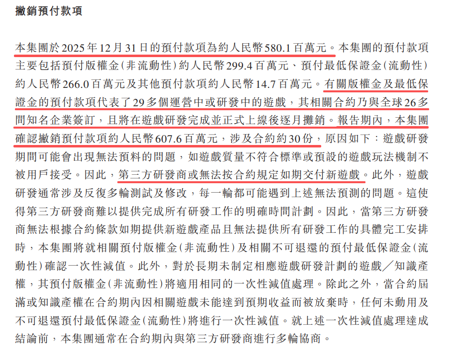 撤销预付款项相关财报说明