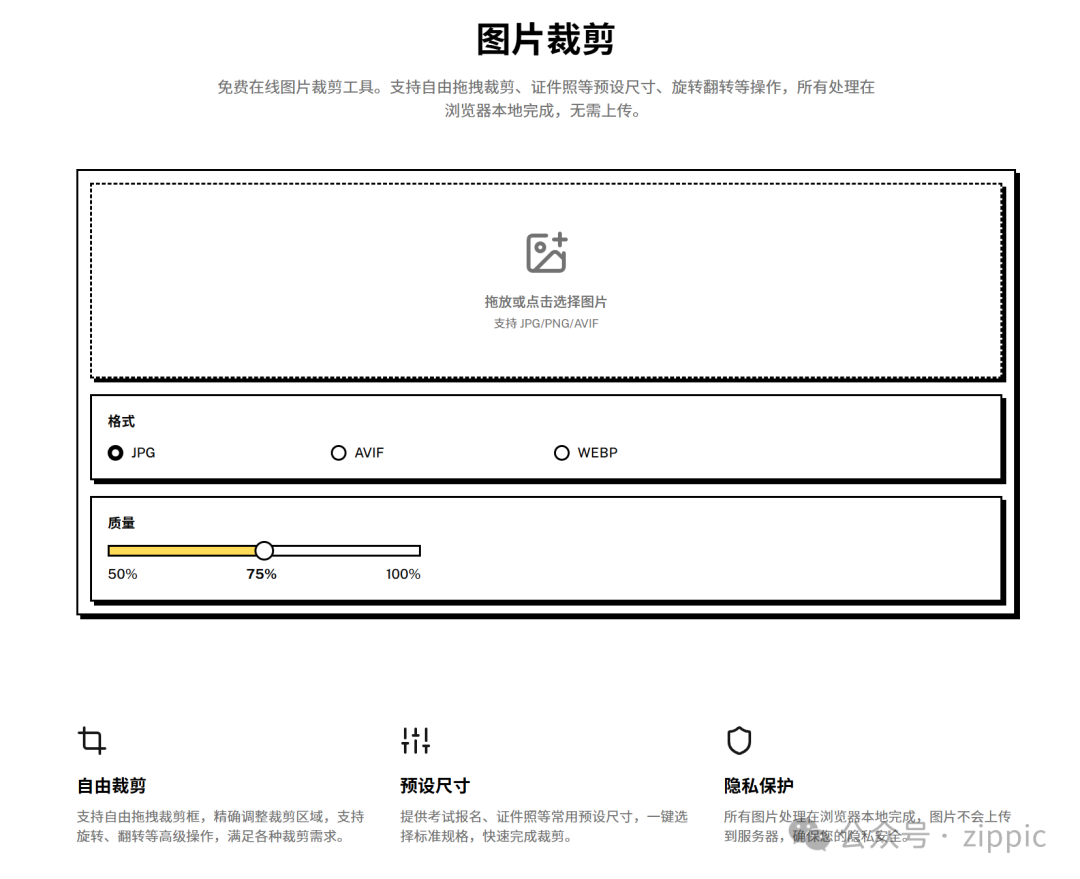 zippic 图片裁剪工具界面