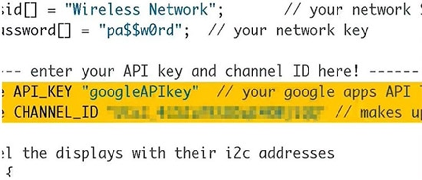 代码中的API密钥占位符