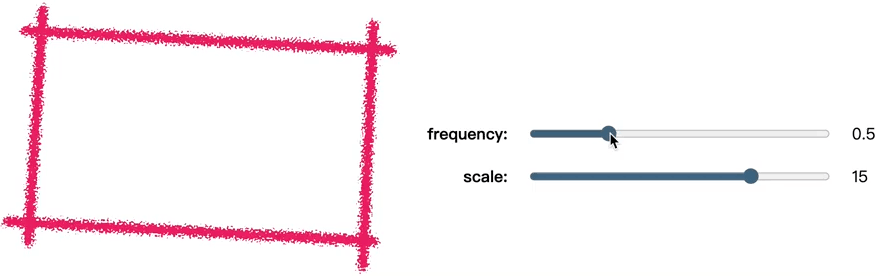 调整feTurbulence滤镜频率(frequency)与位移(scale)参数的效果对比动图