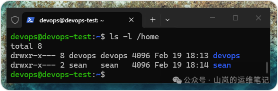 查看home目录下的用户文件夹