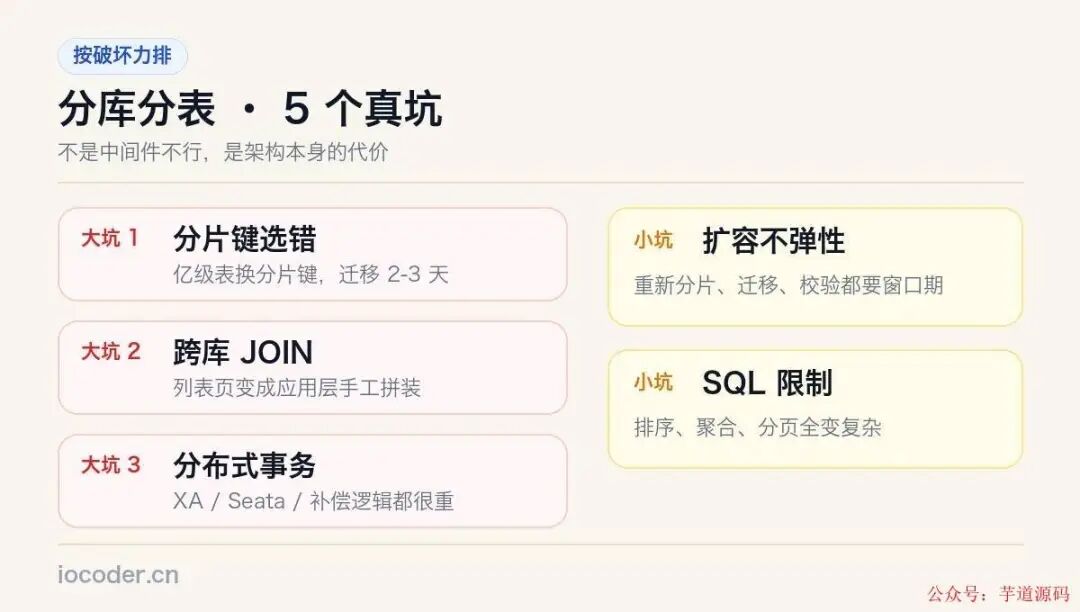分库分表5个典型陷阱:按破坏力排列的大坑与小坑