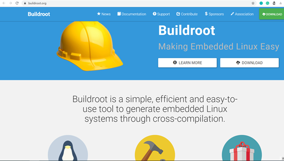Buildroot 官网首页,副标题为 Making Embedded Linux Easy